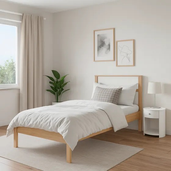 Cama Sencilla Viena - Almendra/blanco