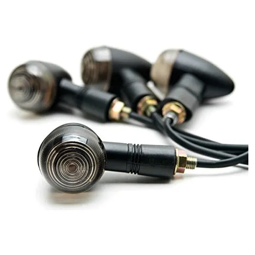 4x Universal Motorcycle Black Mini Bullet Turn Signals ...