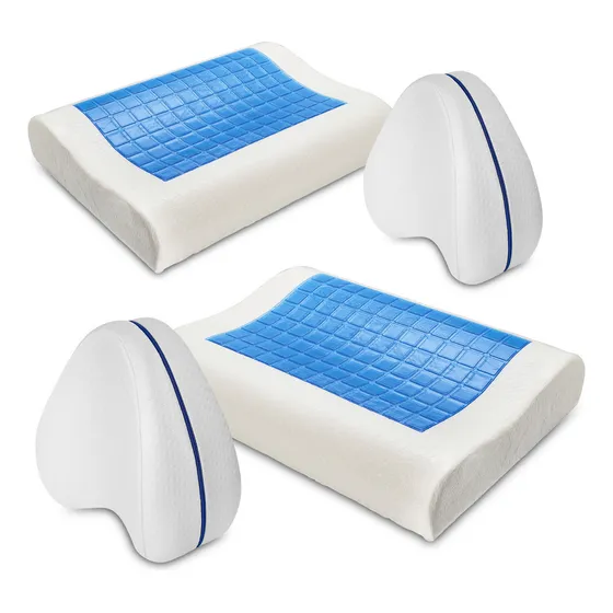 Set X4: 2 Almohadas Con Gel +2 Almohadas Ortopédica De Apoyo