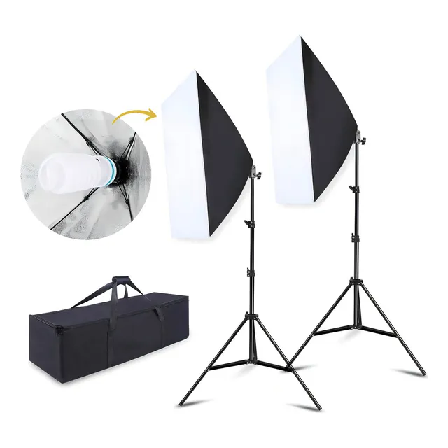 Kit Softbox 5500k 900w Iluminacion Continua Tripode Bombillo