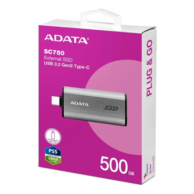 Disco Estado Solido Externo Adata 500gb Sc750 Tipo C