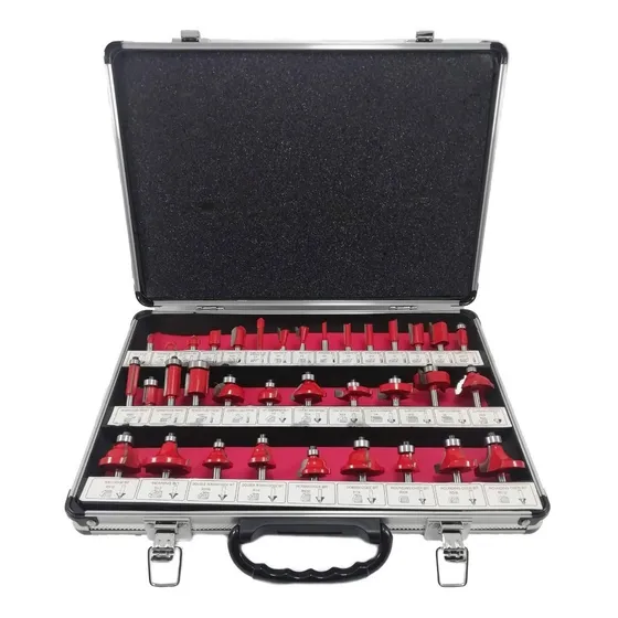 Juego De Fresas 1/4 Para Madera 35 Piezas Ruteadora Estuche