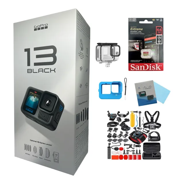 Camara Gopro Hero13+64gb+kit Accesorio+funda+vidrio+housing