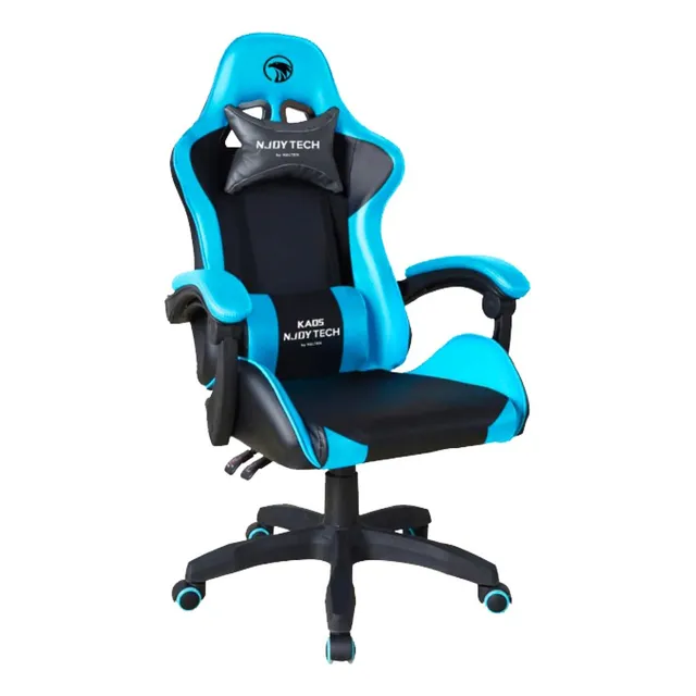 Silla Gamer Njoytech Kaos Celeste Color Azul rellno de espum