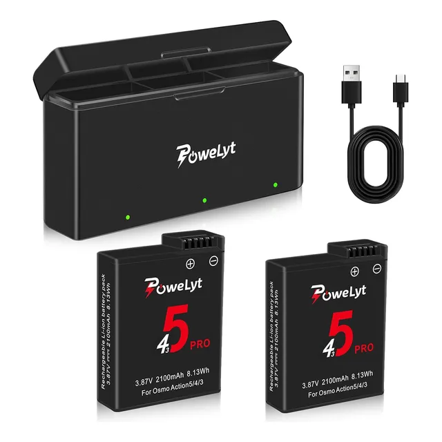 Kit Cargador Baterías Osmo Action 5 Pro/4/3, Dji, 2-pack 210