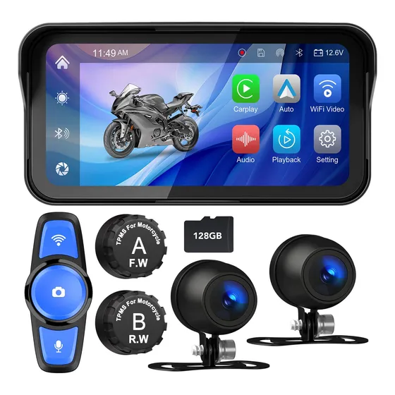 Carplay Para Motocicleta Con 2 Cámaras Y Gps De 6.25 Pulgada