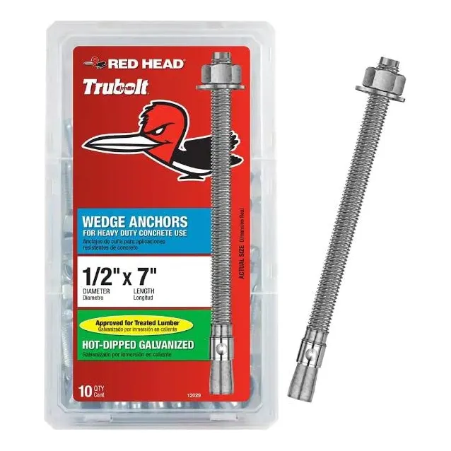 Cabeza Roja 1/2 X 7 Anclaje De Cuna Galvanizado Sumergido