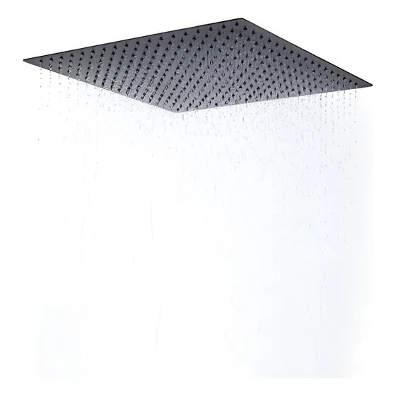 Ducha Grande 40cm Acero Anticalcarea Negro Matte +tubo Techo