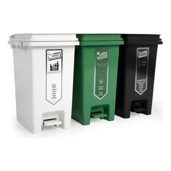 Punto ecológico 20L con pedal y autoenganche blanca verde y