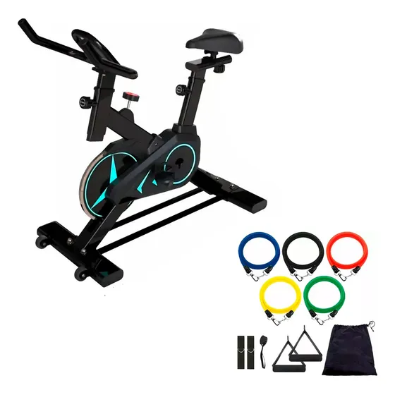 Bicicleta Estatica Spinning + Bandas De Resistencia Gym