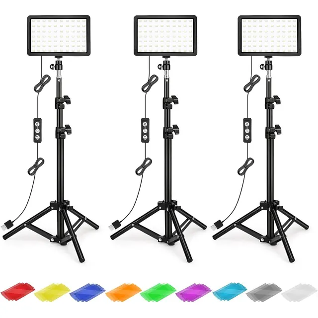 Kit Set 3 Luces Led Fotografía Video Trípode Regulable Usb