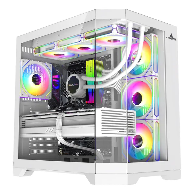 Chasis Iceberg Crystal Edge Blanco X10 Ventiladores Argb